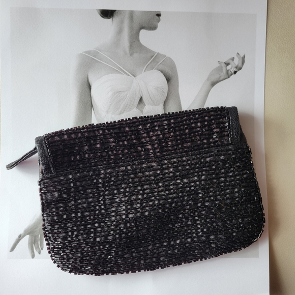 Beaded Black Clutch Small Bag ~ Contemporary & Vintage Vibe ~ Date Night ~ Fancy - Picture 3 of 16